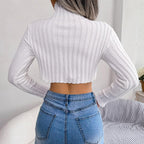 Asymmetrical Hem Crop Sweater