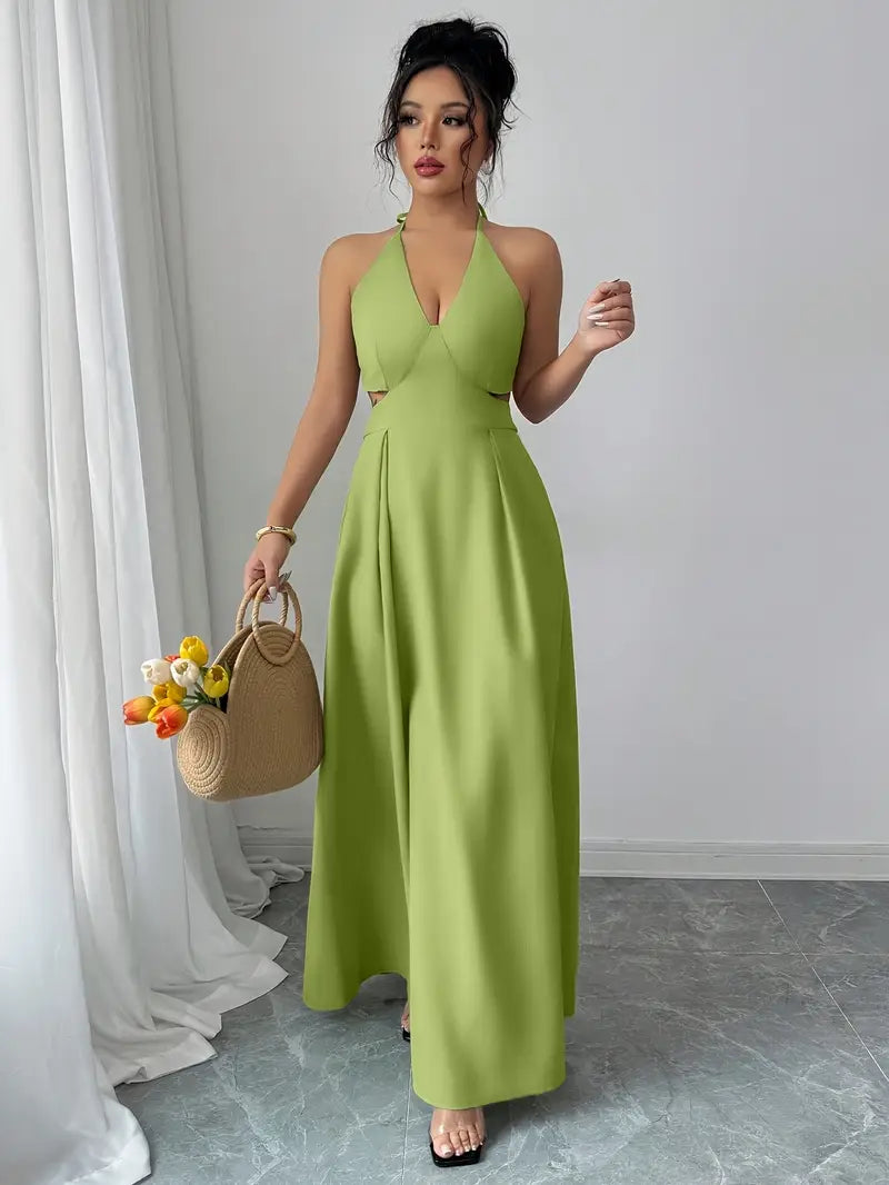 Backless V-Neck A-Line Dress