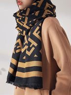 Stripes Fringe Wool Scarf