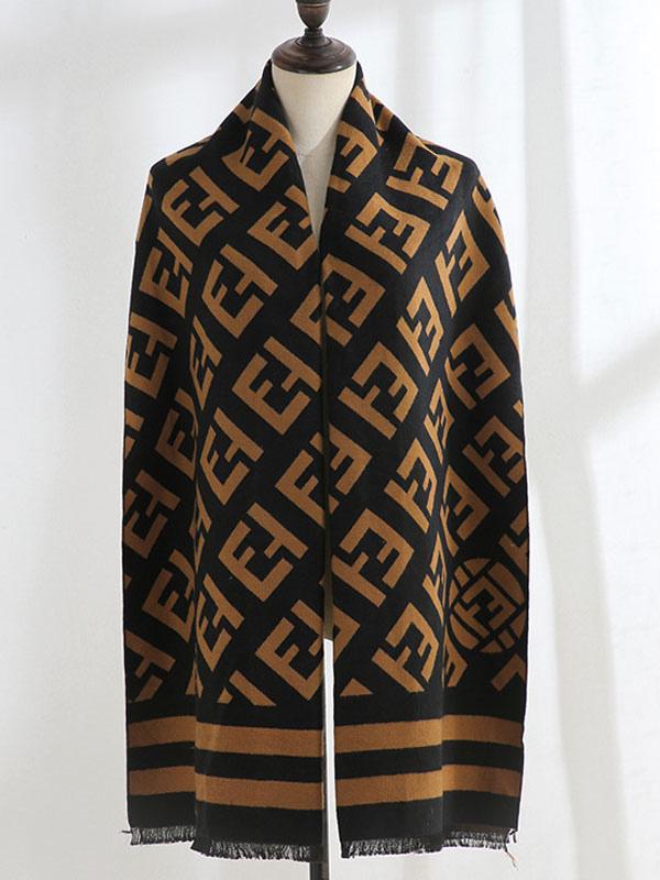 Stripes Fringe Wool Scarf