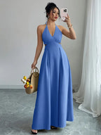 Backless V-Neck A-Line Dress