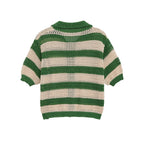 Striped Knit Cardigan Shirt and Knit Shorts Set