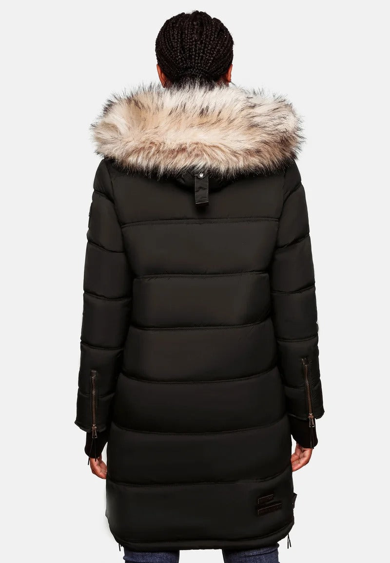 Fuzzy Trim Hooded Padded Coats