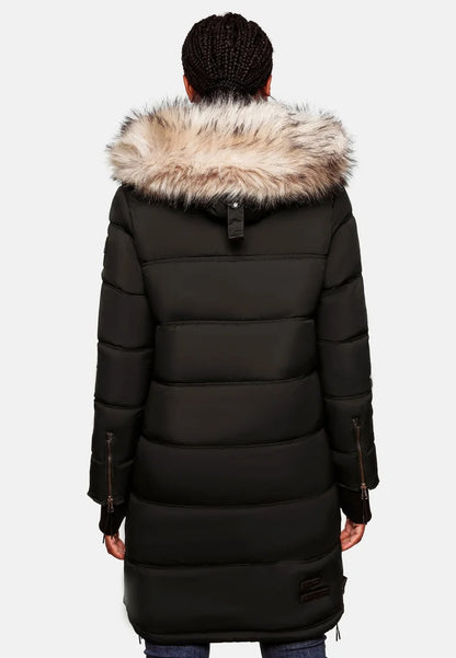 Fuzzy Trim Hooded Padded Coats