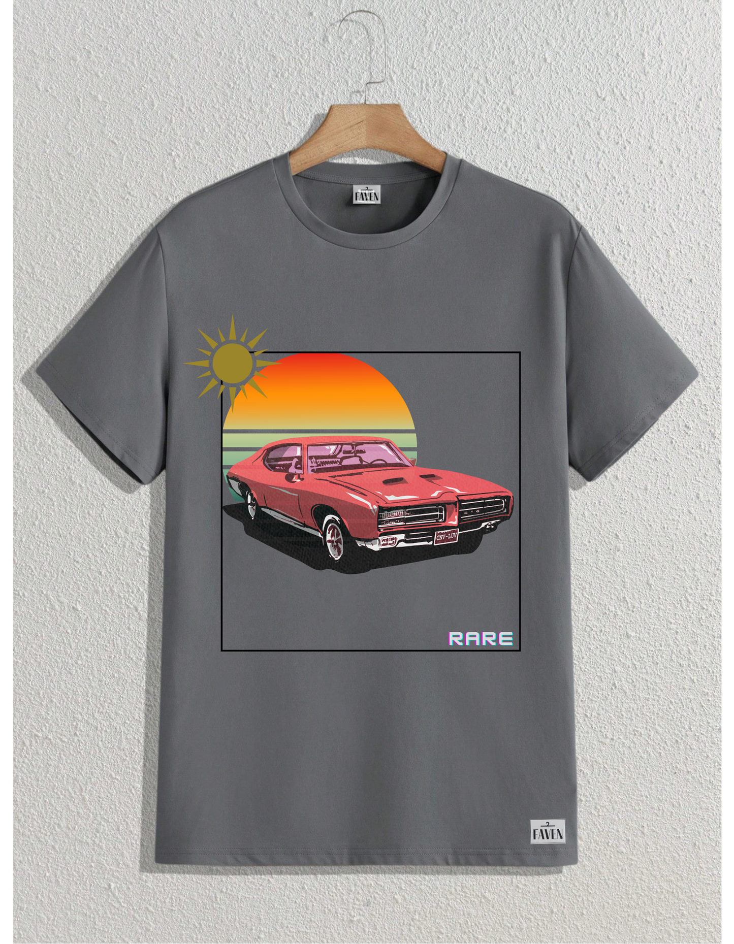 RARE Sunsets Round Neck Knitted Casual Short-Sleeve T-Shirt