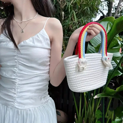 Rainbow Handle Tote Bag