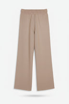 Beige wide-leg pants on a white background