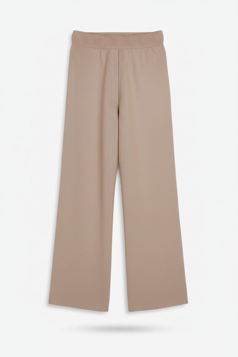 Beige wide-leg pants on a white background