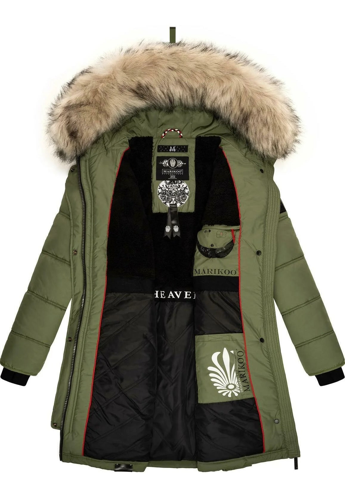 Fuzzy Trim Hooded Padded Coat