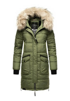 Fuzzy Trim Hooded Padded Coat