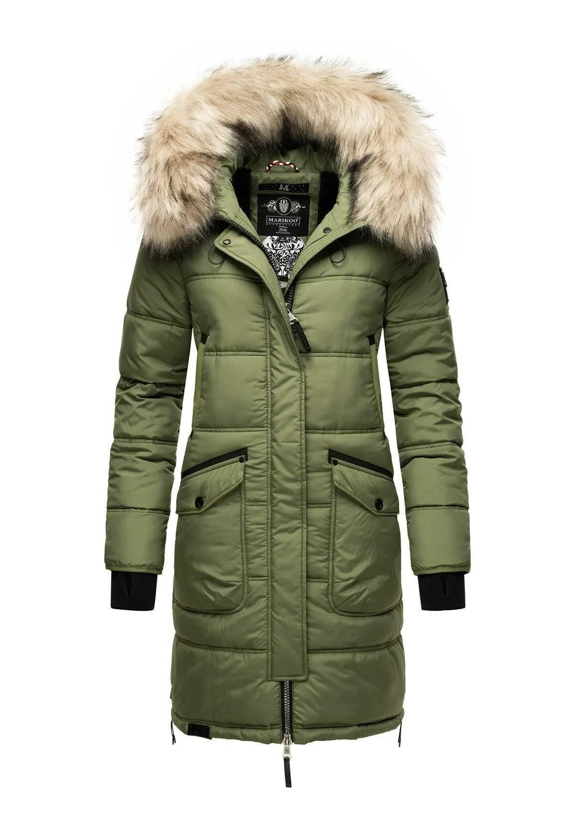 Fuzzy Trim Hooded Padded Coat