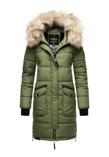 Fuzzy Trim Hooded Padded Coat