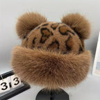 Vintage Leopard Mongolian Fur Hat