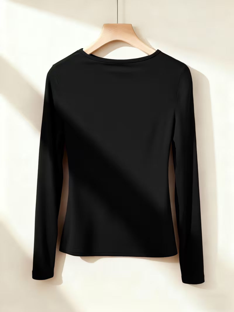 Elegant Long Sleeve Chest Wrinkle Top