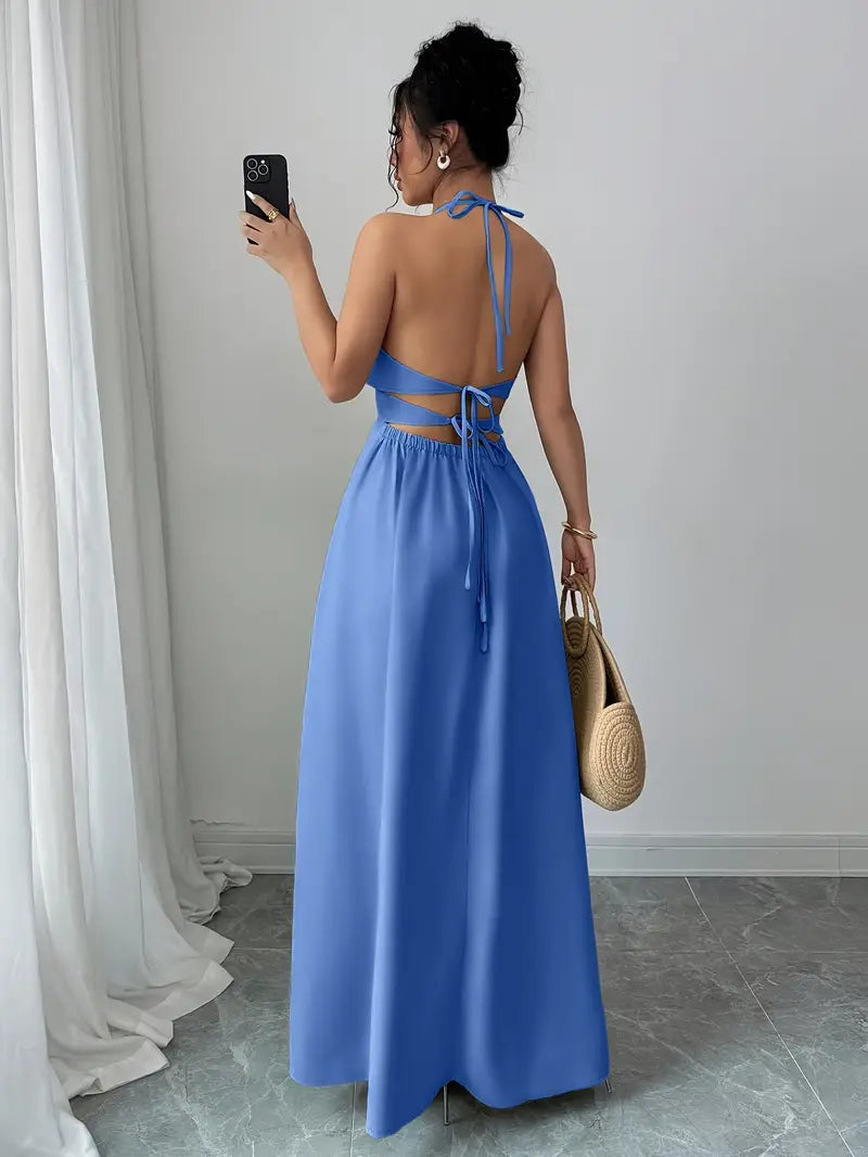 Backless V-Neck A-Line Dress