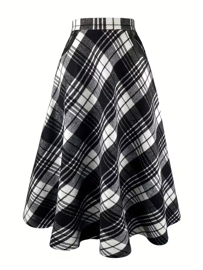 Black and white plaid skirt on a white background