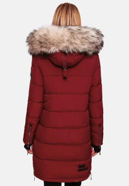 Fuzzy Trim Hooded Padded  Coat