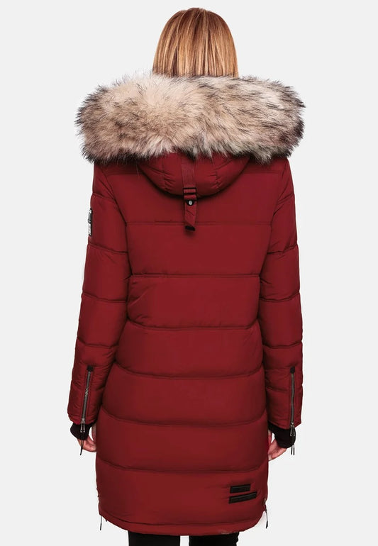 Fuzzy Trim Hooded Padded  Coat