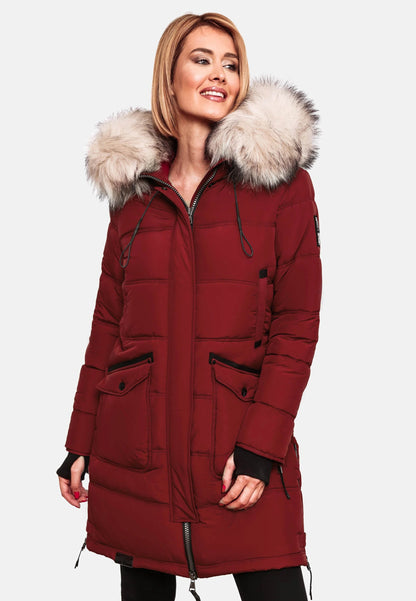 Fuzzy Trim Hooded Padded  Coat