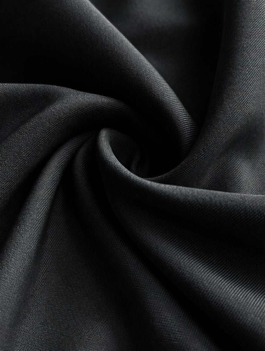 Close-up of black fabric with folds