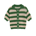 Striped Knit Cardigan Shirt and Knit Shorts Set