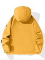 Yellow jacket with a hood on a white background