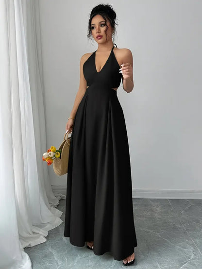 Backless V-Neck A-Line Dress