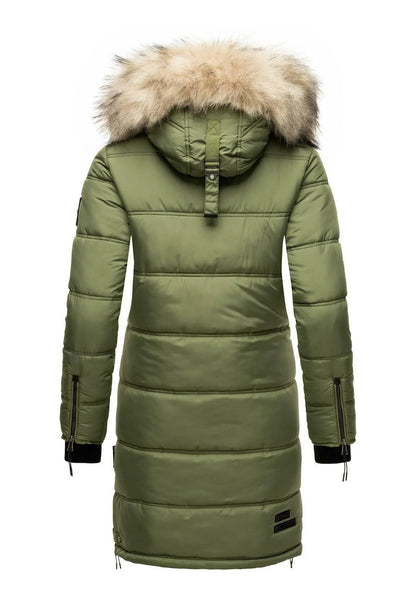 Fuzzy Trim Hooded Padded Coat