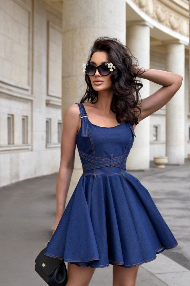 Vintage Denim Bowknot Dress