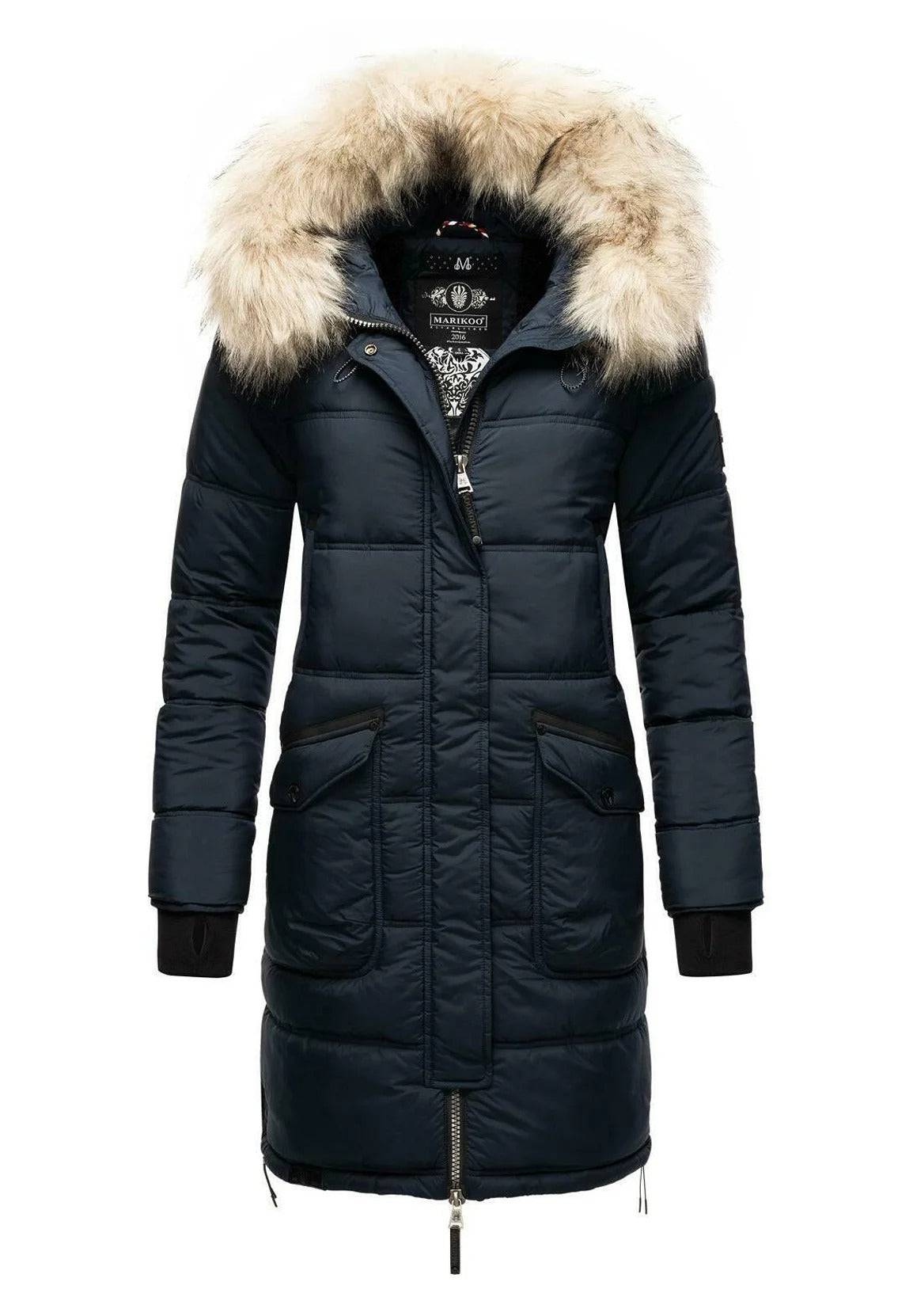 Fuzzy Trim Hooded Padded  Coats