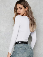 Elegant Long Sleeve Chest Wrinkle Top