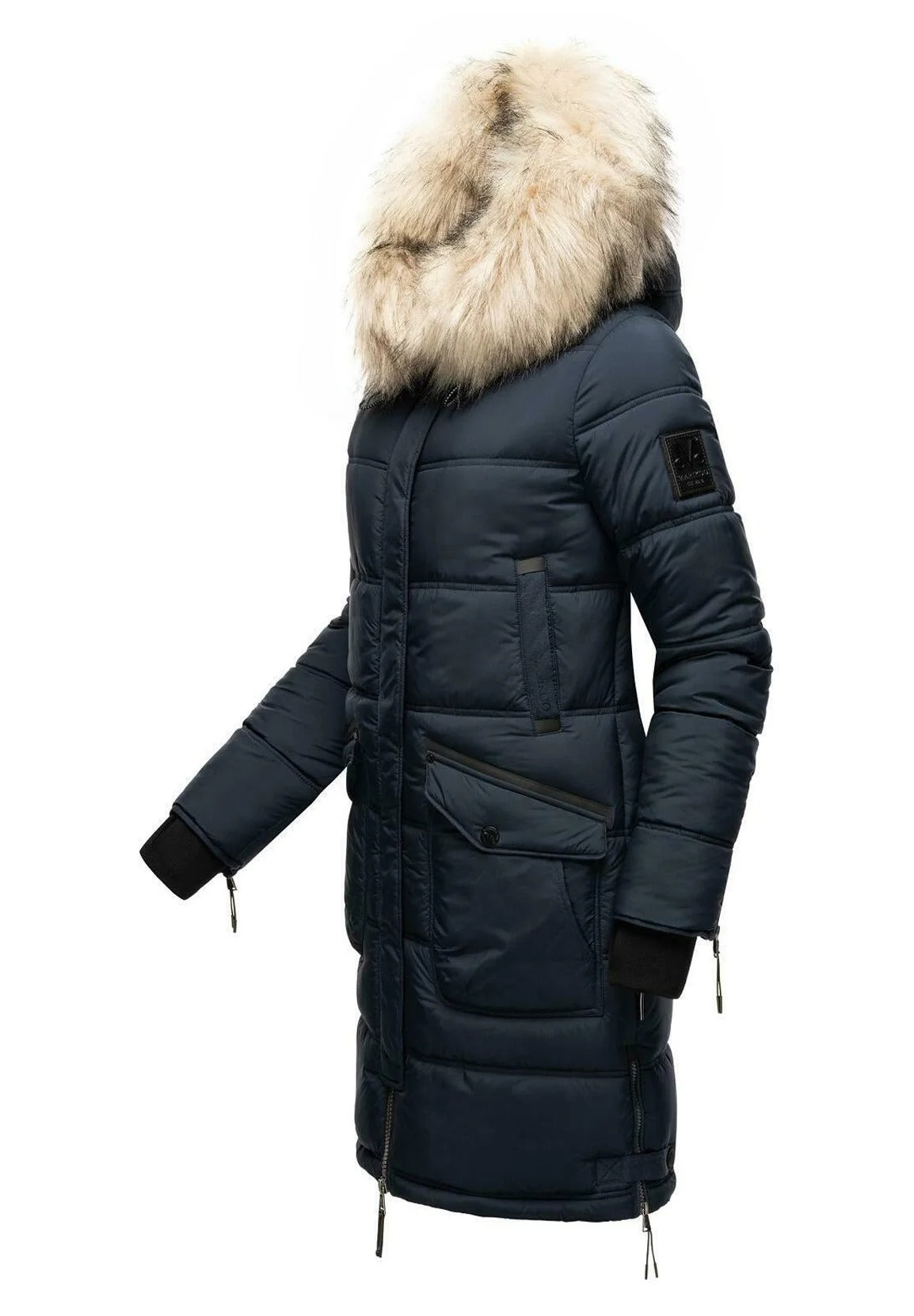 Fuzzy Trim Hooded Padded  Coats