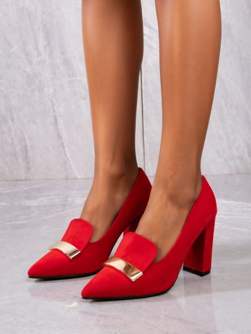 Pointed-toe Block Heel Pumps