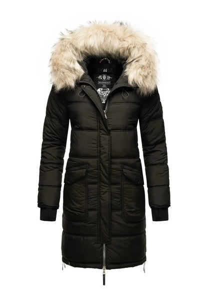 Fuzzy Trim Hooded Padded Coats