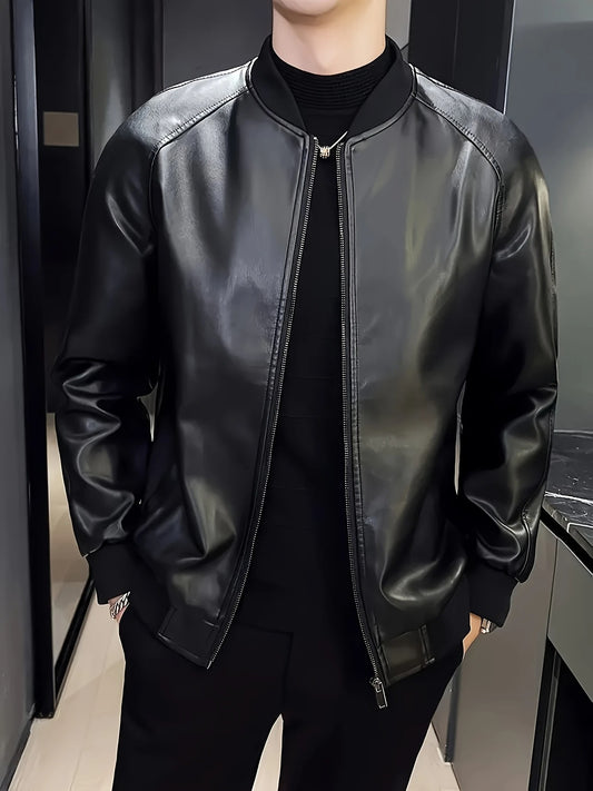Zip-Up Leather Coat