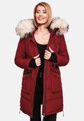 Fuzzy Trim Hooded Padded  Coat