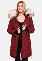 Fuzzy Trim Hooded Padded  Coat
