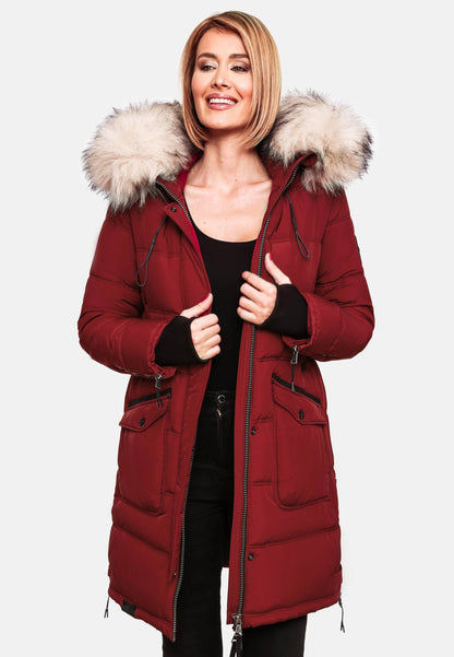 Fuzzy Trim Hooded Padded  Coat