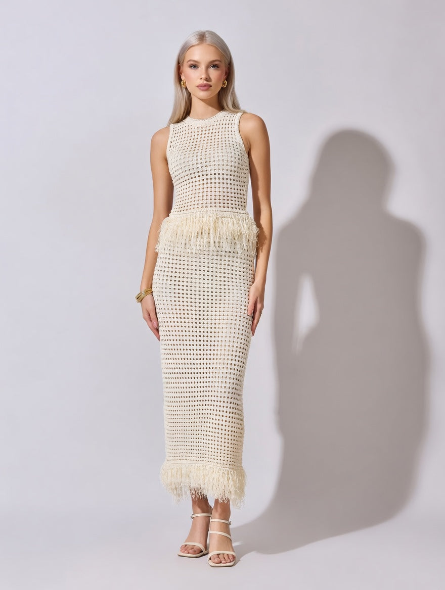 Hollow-Out Knitted Two-Piece