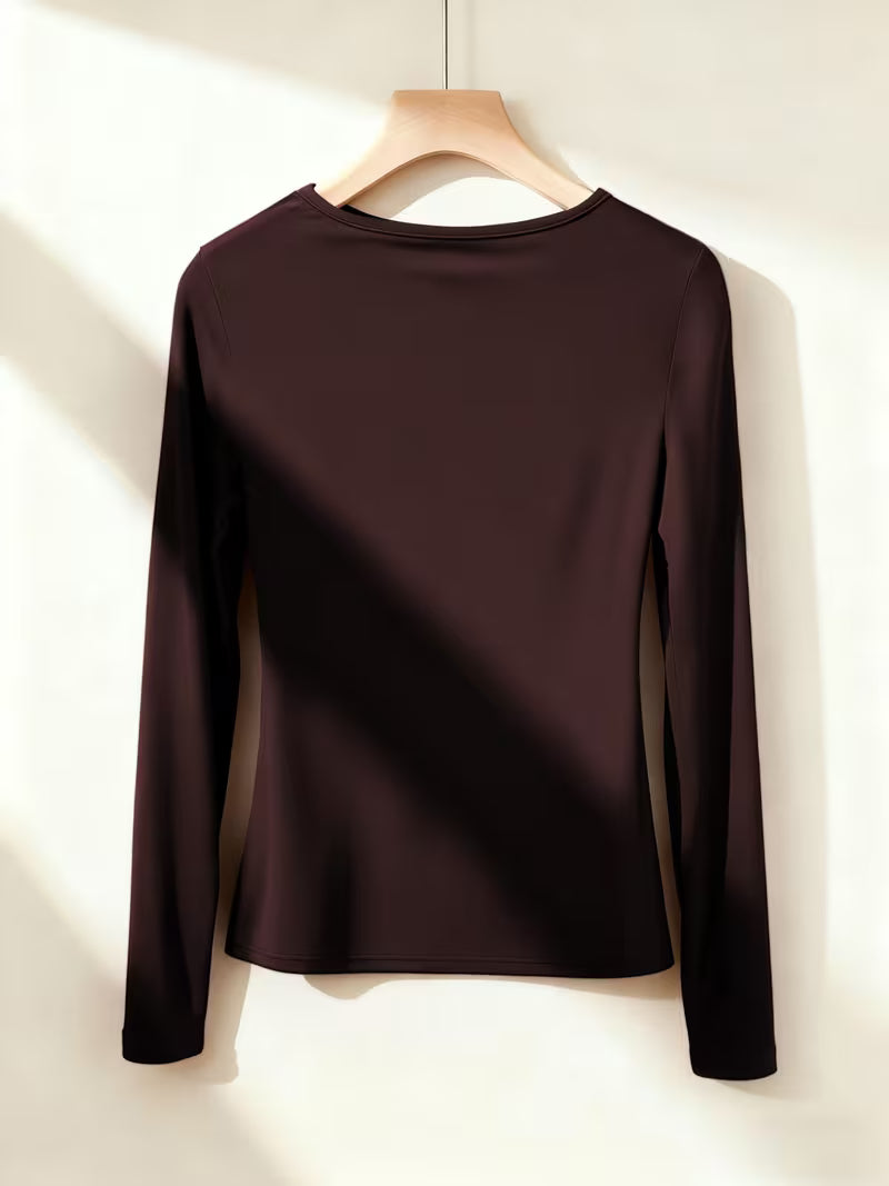 Elegant Long Sleeve Chest Wrinkle Top