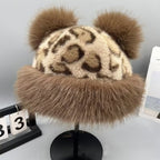 Vintage Leopard Mongolian Fur Hat