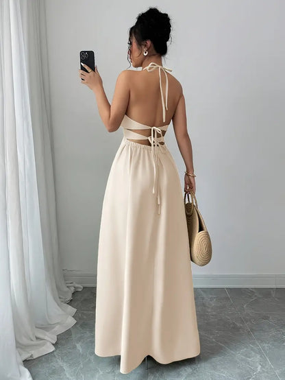 Backless V-Neck A-Line Dress