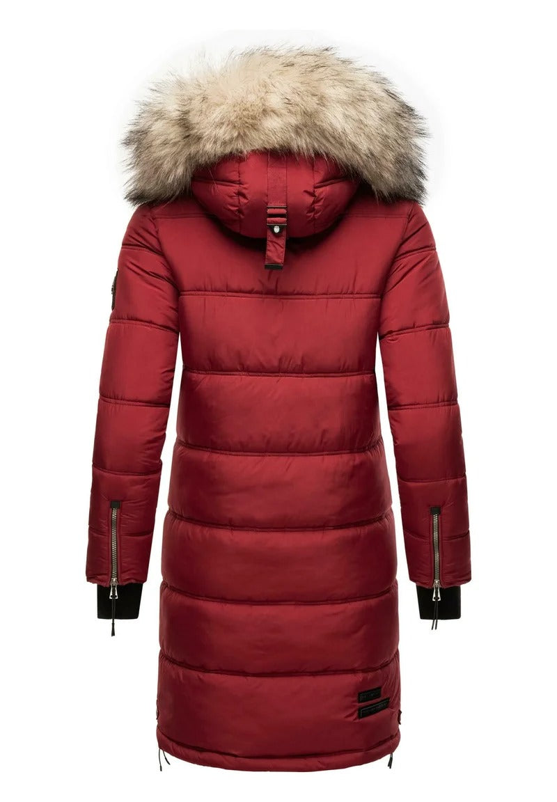 Fuzzy Trim Hooded Padded  Coat