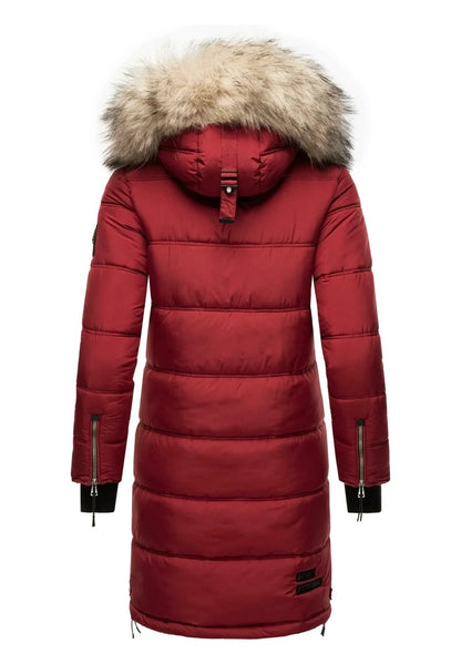 Fuzzy Trim Hooded Padded  Coat