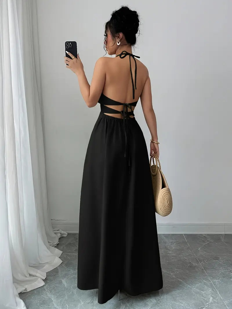 Backless V-Neck A-Line Dress