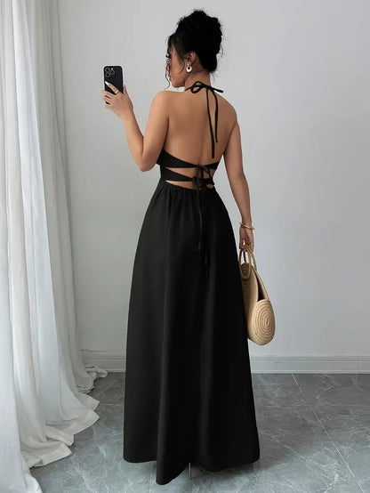 Backless V-Neck A-Line Dress
