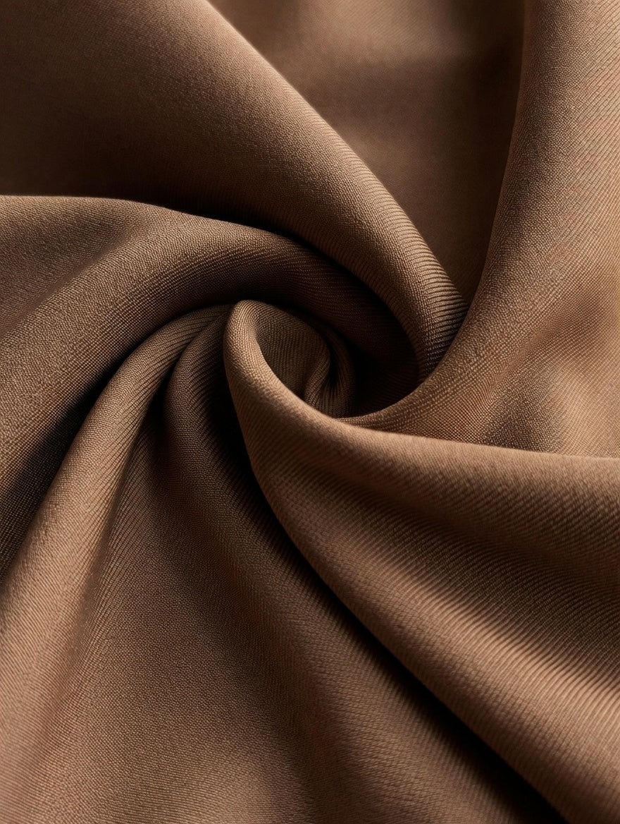 Close-up of brown fabric with folds