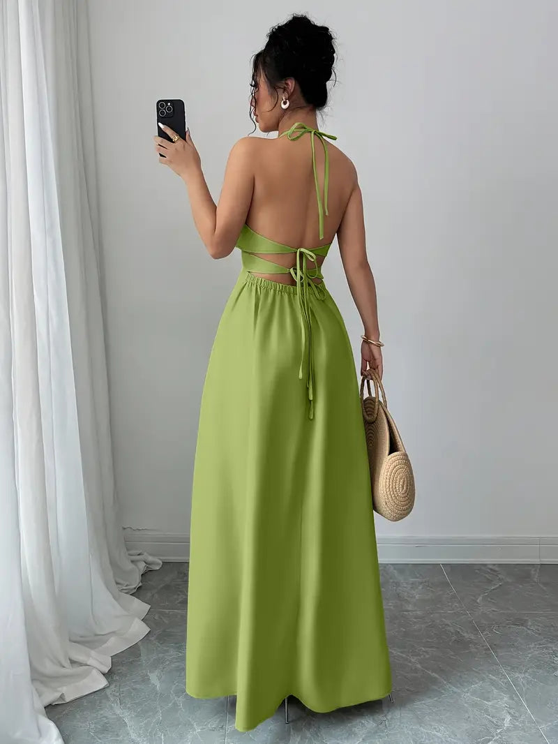 Backless V-Neck A-Line Dress