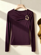 Elegant Long Sleeve Chest Wrinkle Top