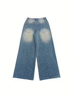 Pair of blue jeans with a white background